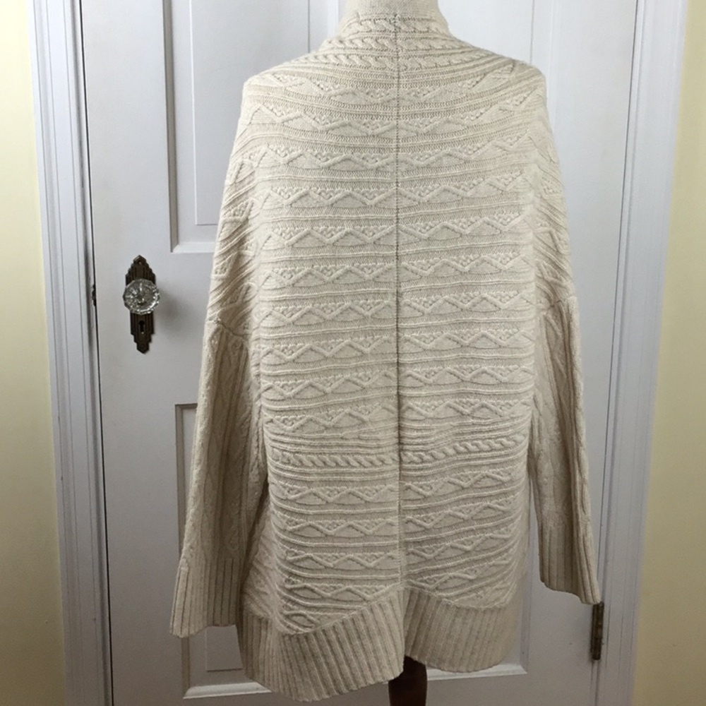 Max Studio Wool Alpaca Cable Knit Open Front Cardigan Sweater - Picture 3 of 5